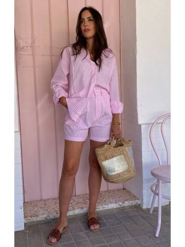 Short a rayas blanco y rosa 2