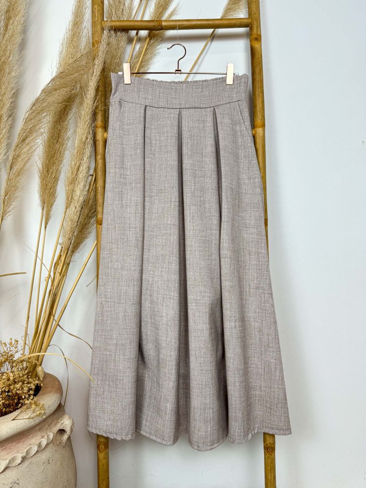 Falda capa beige y gris