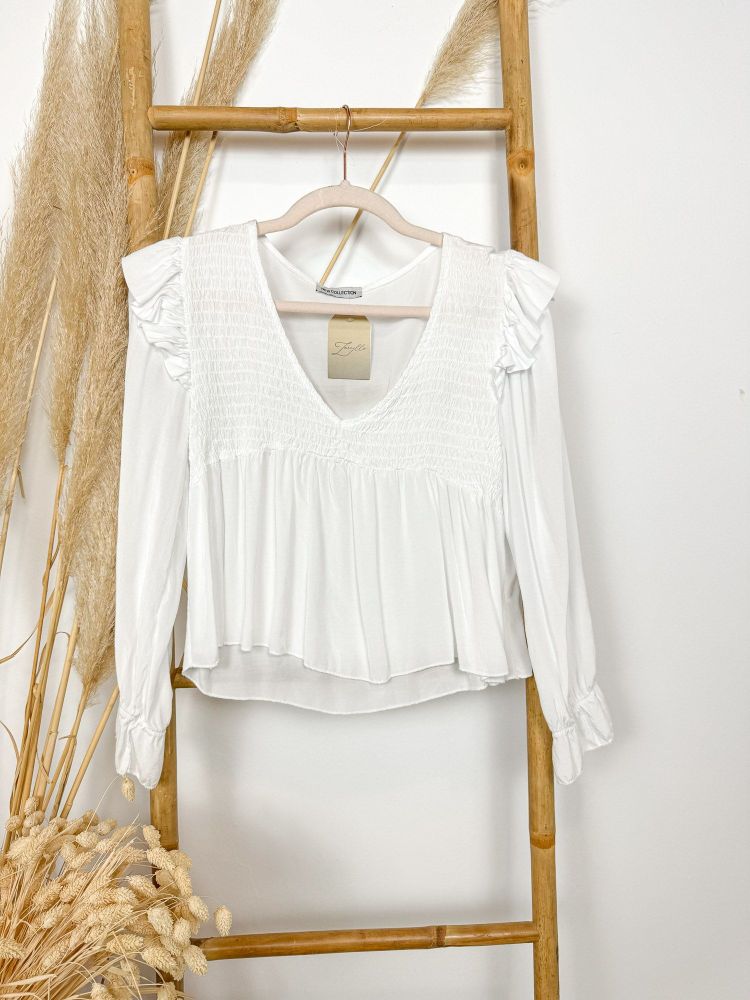 Blusa blanca evasé frucida