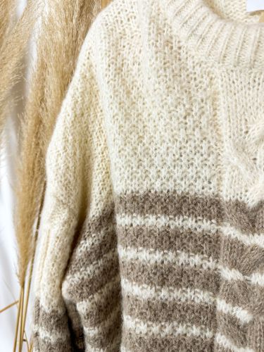 Jersey lana  gruesa marrón y beige 2