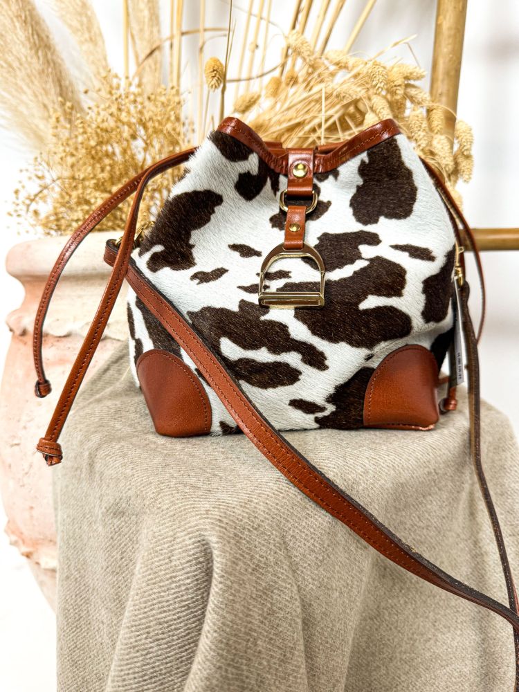 Bolso bombonera vaca marrón