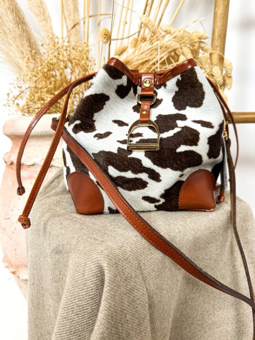 Bolso bombonera vaca marrón