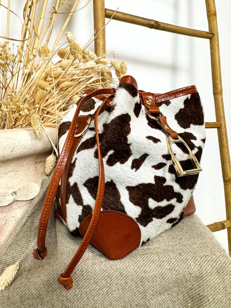 Bolso bombonera vaca marrón