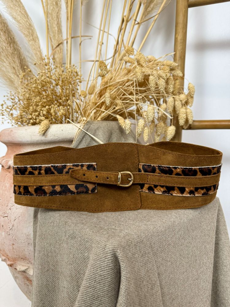 Cinturón fajín ante camel y leopardo