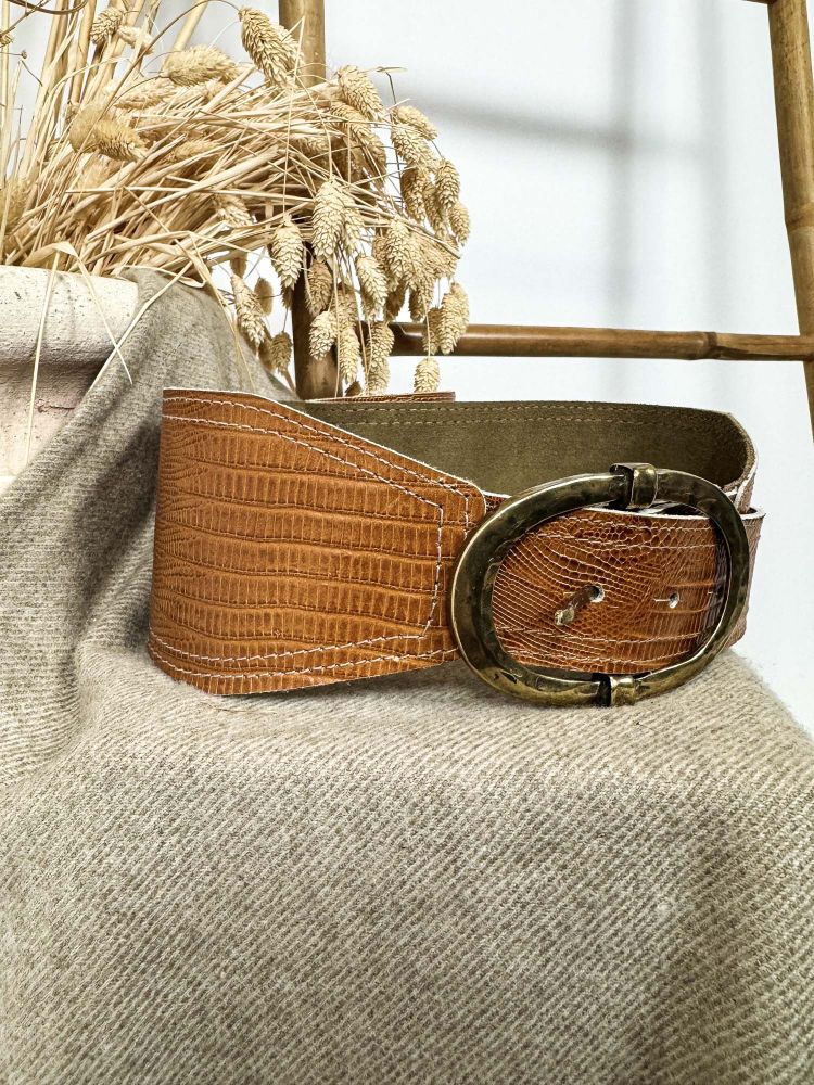 Cinturón avellana cocodrilo