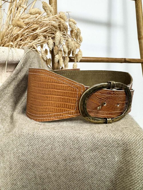 Cinturón avellana cocodrilo