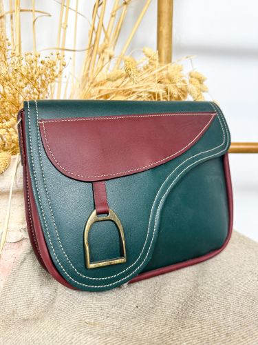 Bolso de piel verde y cereza 2