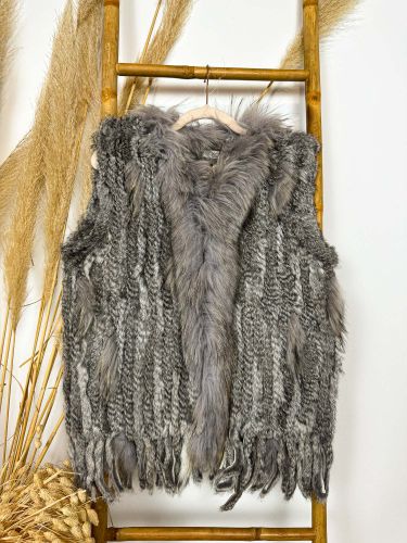 Abrigo sin mangas pelo natural color gris