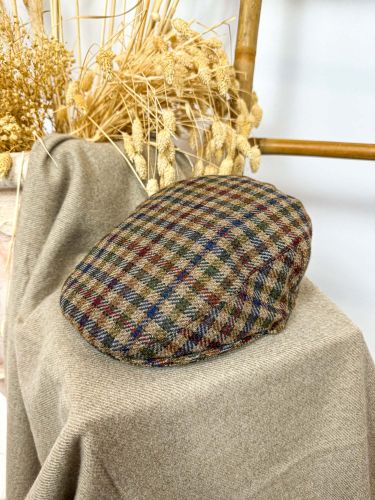 Gorra invierno 390 beige cuadros grandes azules, verdes,...