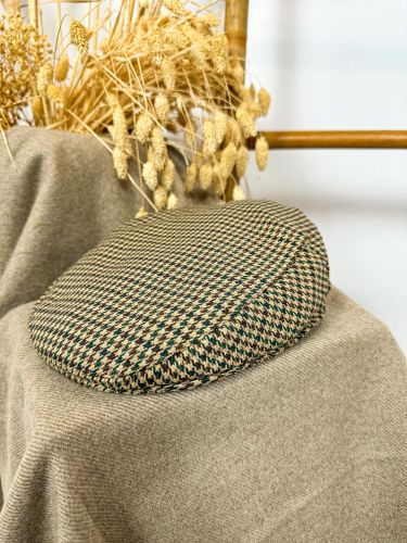 Gorra de niño campera clásica pata de gallo verde y marrón