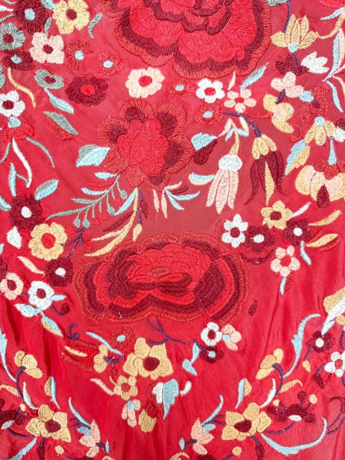 Mantón Margarita rojo