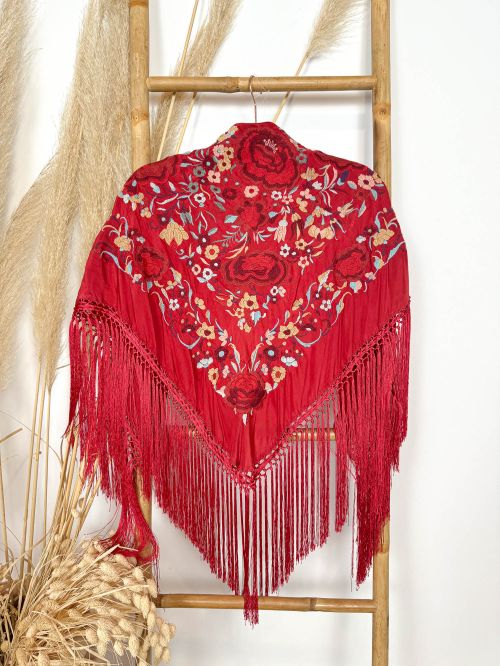 Mantón Margarita rojo