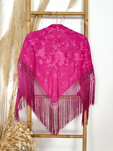 Mantón seda Lucía fucsia