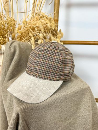 Gorra de visera combinada cuadros tierra