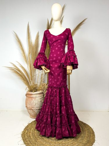 Traje de flamenca canastero buganvilla raso