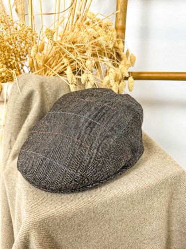 Gorra de niño campera clásica verde de espigas y cuadros