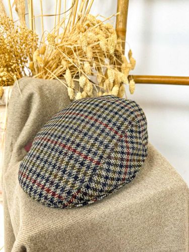 Gorra de niño campera clásica cuadros gris y verde