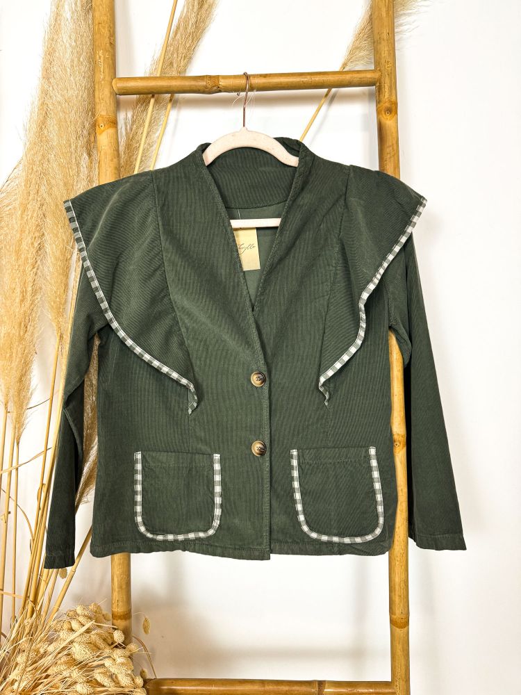 Chaqueta micropana verde con vichy