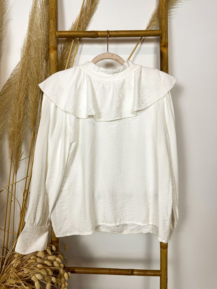 Blusa volantón blanca