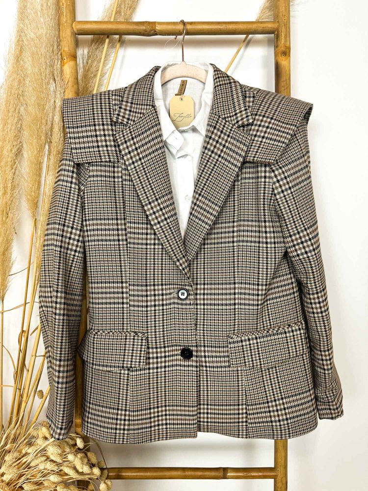 Blazer pata gallo combinada y volante