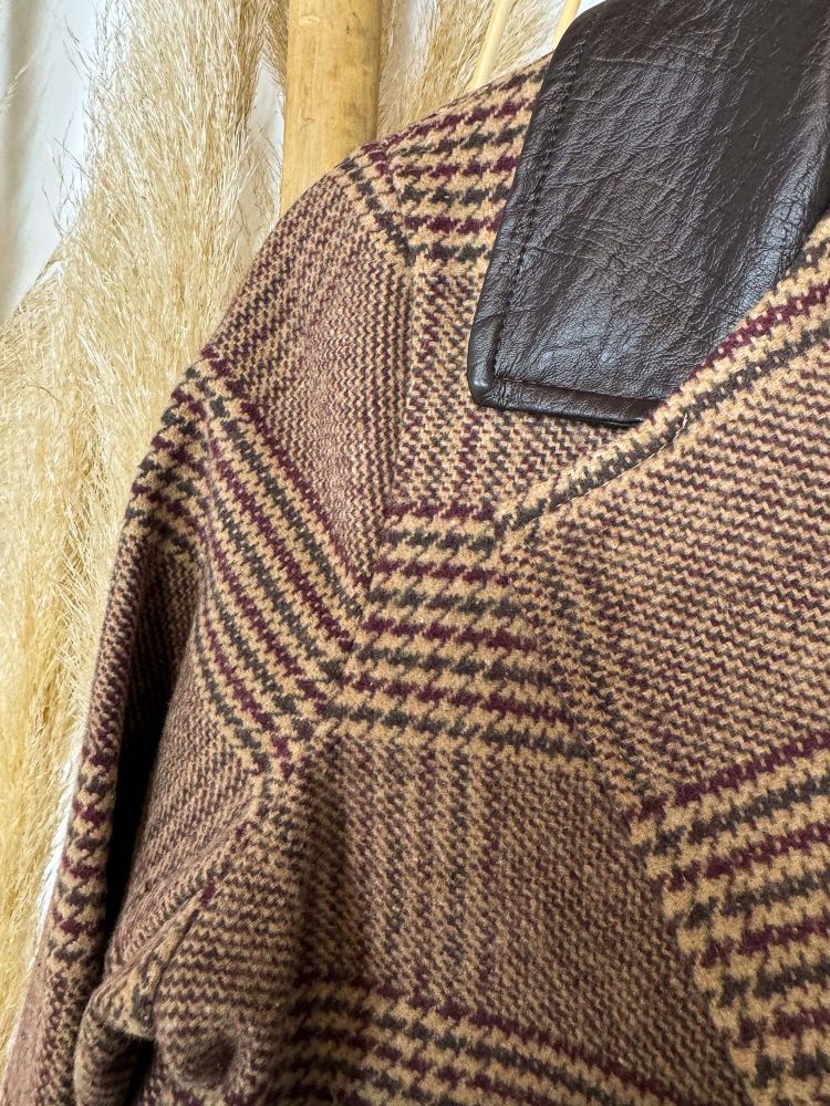 Abrigo paño combinado burdeos Abrigo paño combinado burdeos