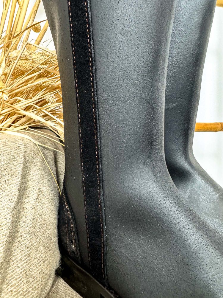 Boto de piel negro clásica talonera ante