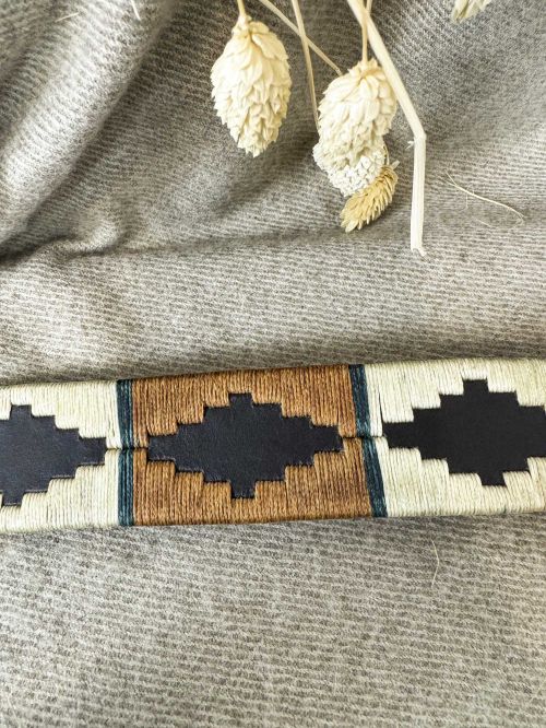 Cinturón argentino rombos marrón y beige