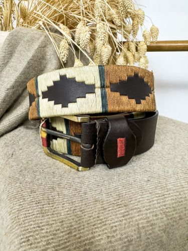 Cinturón argentino rombos marrón y beige