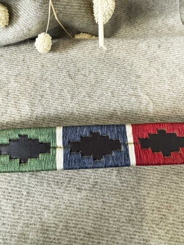 Cinturón argentino niño rombos tricolor y blanco 2