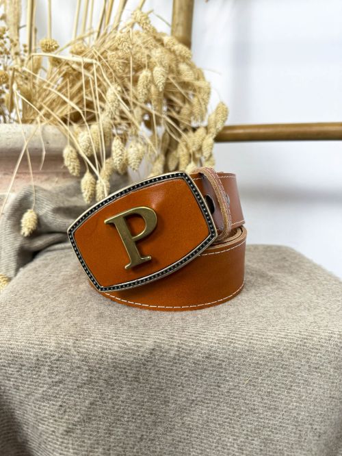 Hebilla rectangular inicial relieve P