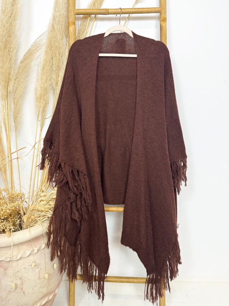 Chaqueta lana tipo capa con flecos... Chaqueta lana tipo capa con flecos...