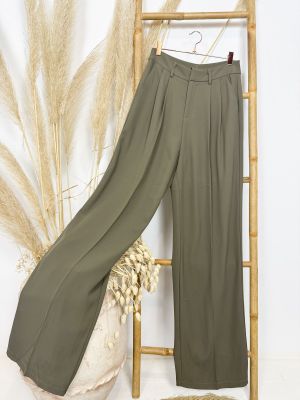 Pantalón palazzo pinza color verde 2