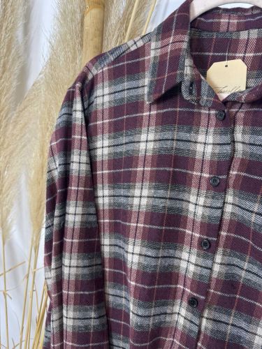 Blusa de paño cuadros burdeos 2