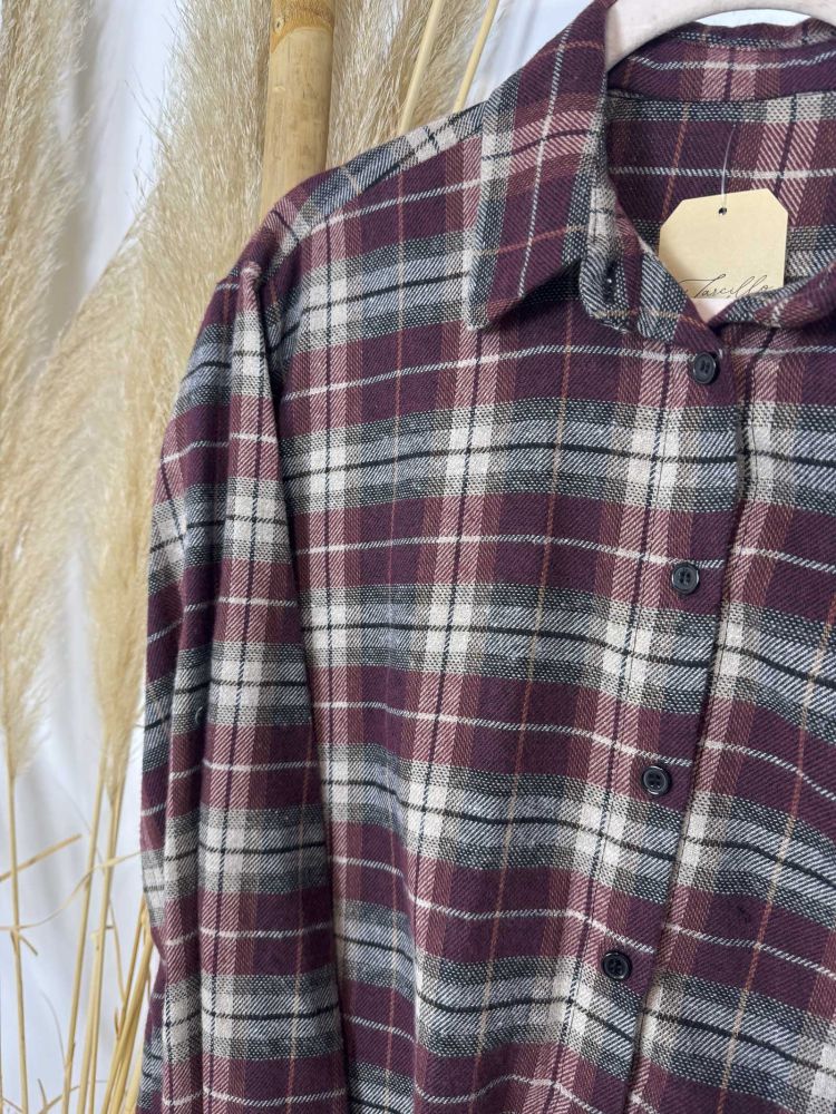 Blusa de paño cuadros burdeos Blusa de paño cuadros burdeos