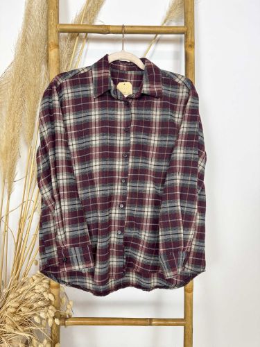 Blusa de paño cuadros burdeos