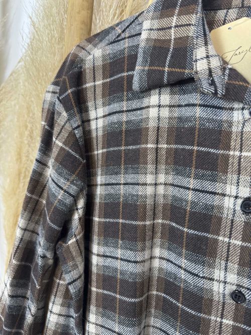 Blusa de paño cuadros marrón chocolate