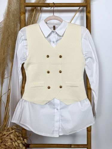 Chalequillo marinero cruzado botones dorados