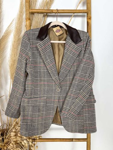 Blazer pata de gallo gris y teja