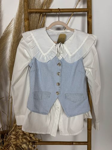 Chalequillo de rayas celeste y blanco