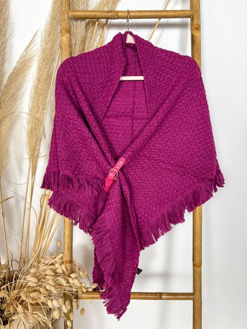 Toca lana buganvilla con hebilla piel