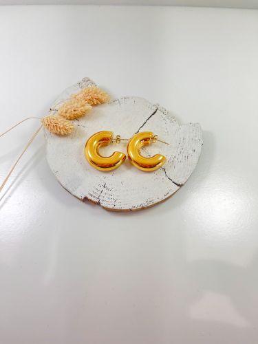 Aro semi abierto acero dorado grueso 3 cm