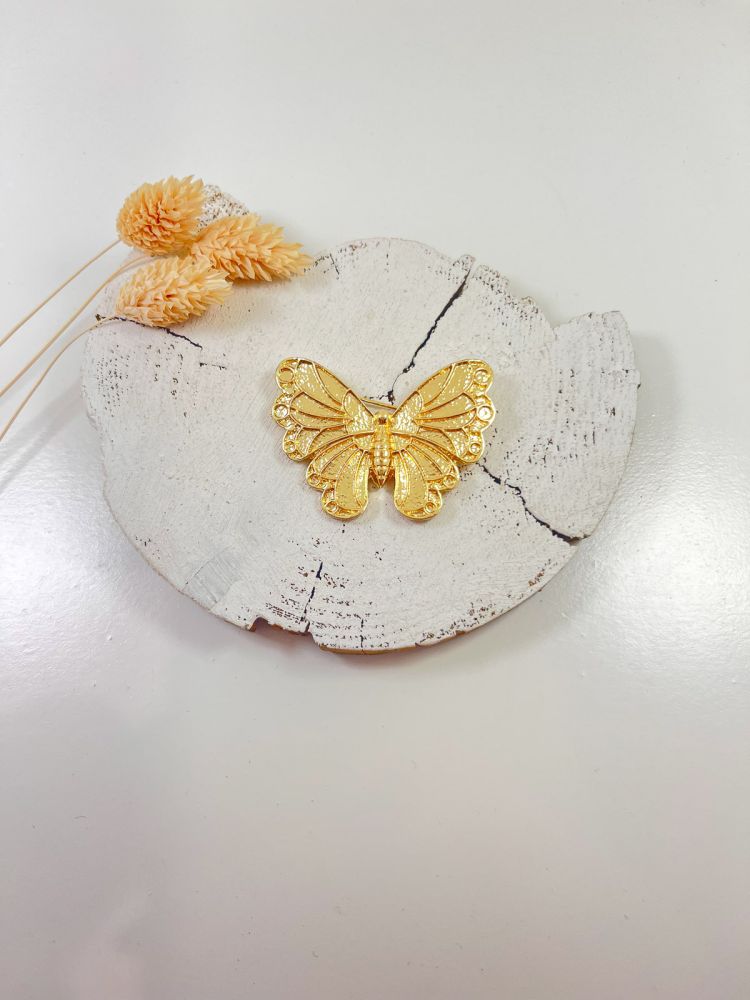 Broche mariposa grande dorada