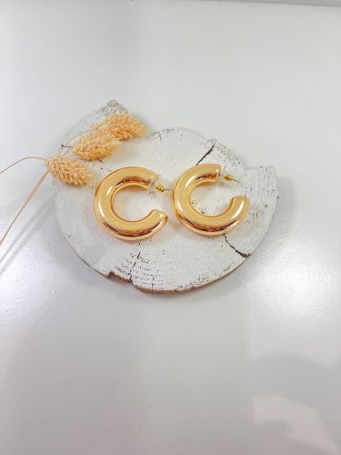 Aros semi abierto acero dorado grueso 4 cm 2