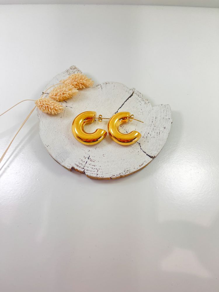 Aro semi abierto acero dorado grueso...