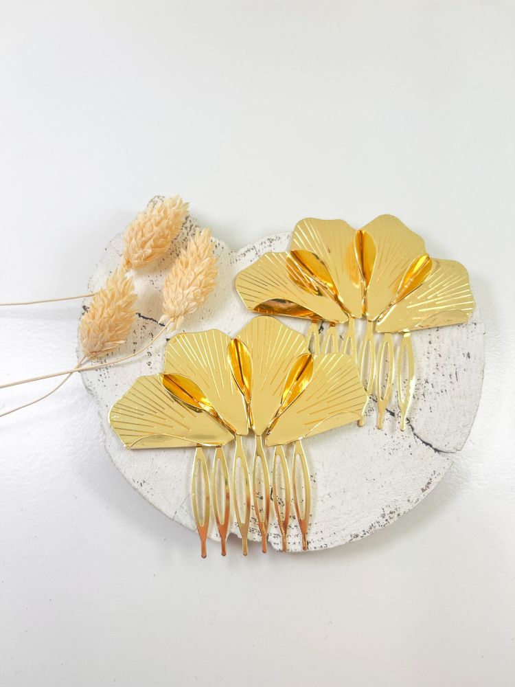 Peinecillo maxi dorado pétalos