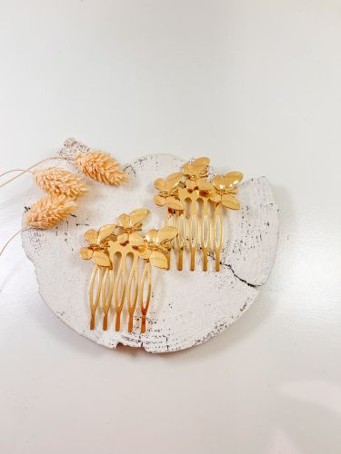 Peinecillo dorado triple mariposa