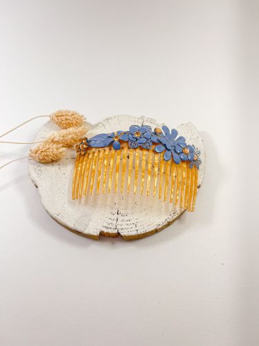 Peinecillo largo Maite Cárdenas azulón y apliques latón...