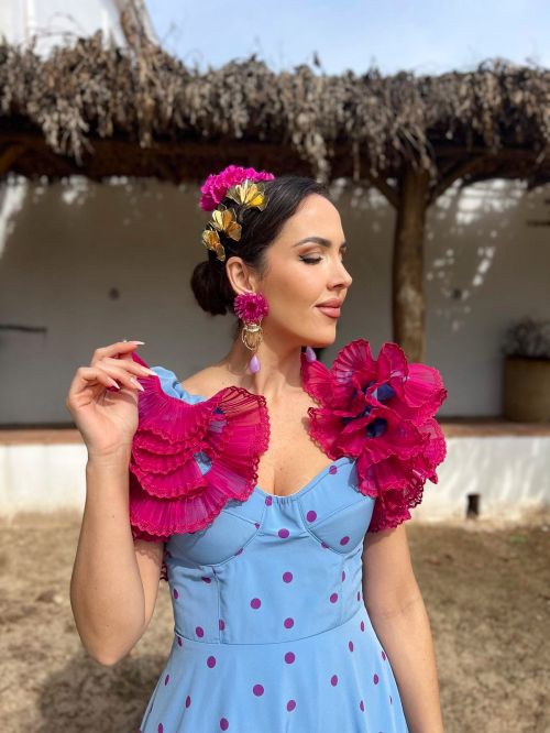 Pendiente Juana fucsia y malva