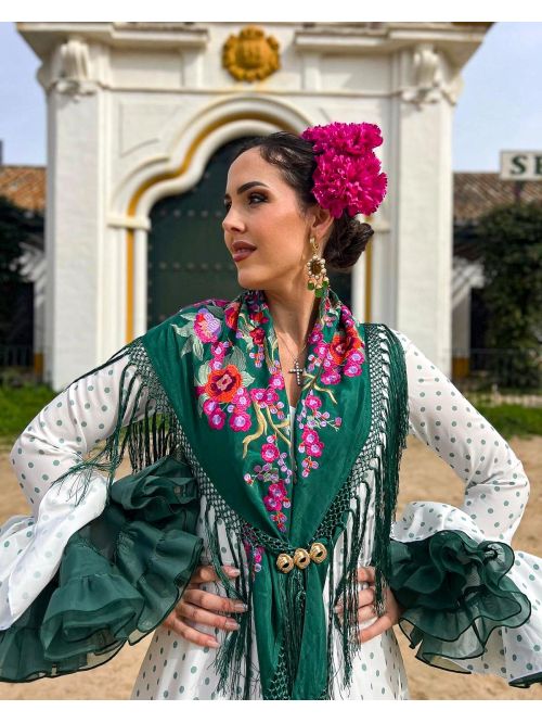 Mantón seda Valentina verde Andalucía