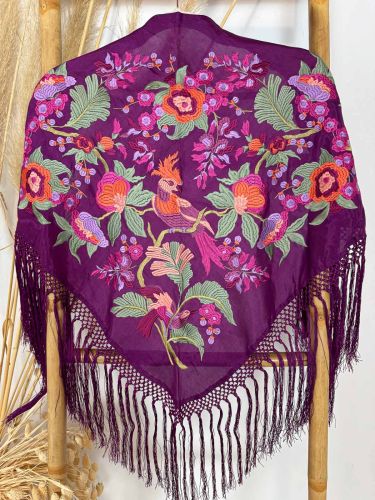 Mantón seda Valentina berenjena